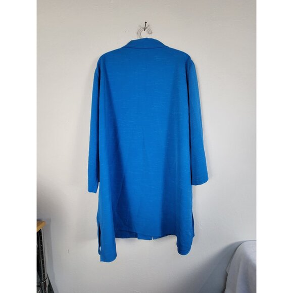 Caroline Rose Womens Size 3X Blue Button-Front Blazer Jacket casual Lightweight - Picture 2 of 7
